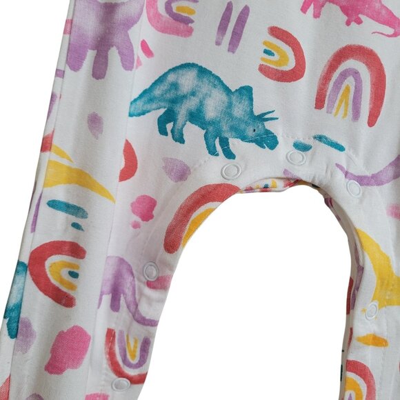 Mud Pie Pink Bamboo Dino Sleeper Footie and Headband Set Size 3-6 Month Dinosaur - Picture 15 of 16